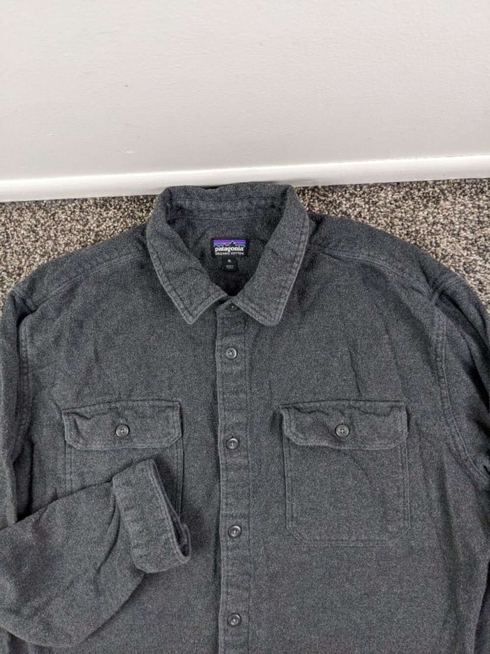 2018 Patagonia Shirt Fjord Flannel L/S Button Forge Grey Mens XL Grunge 53947